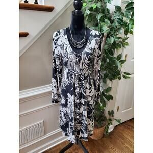 Old Navy Maternity Black & White Modal V-Neck Long Sleeve Knee Length Dress L